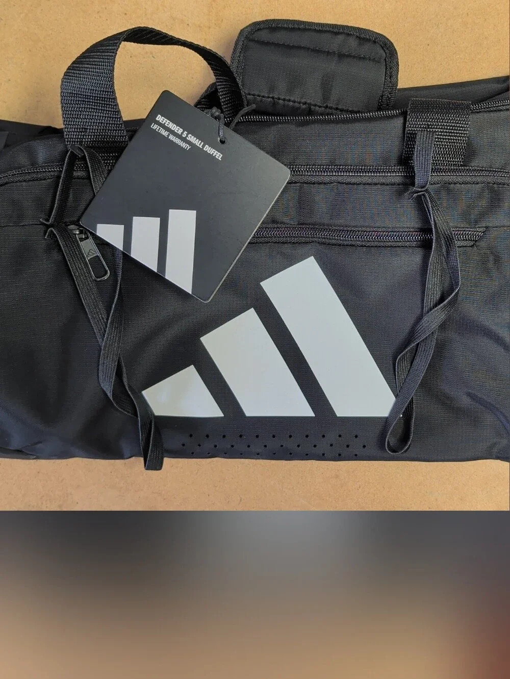 adidas Black Duffel Bag with White Logo Accent